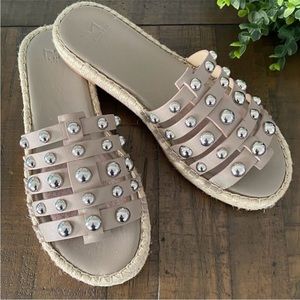 Marc Fisher Tamie Espadrille Slide Sandal Size 8.5 Taupe